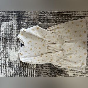 Girls dress long sleeve / cream with gold stars